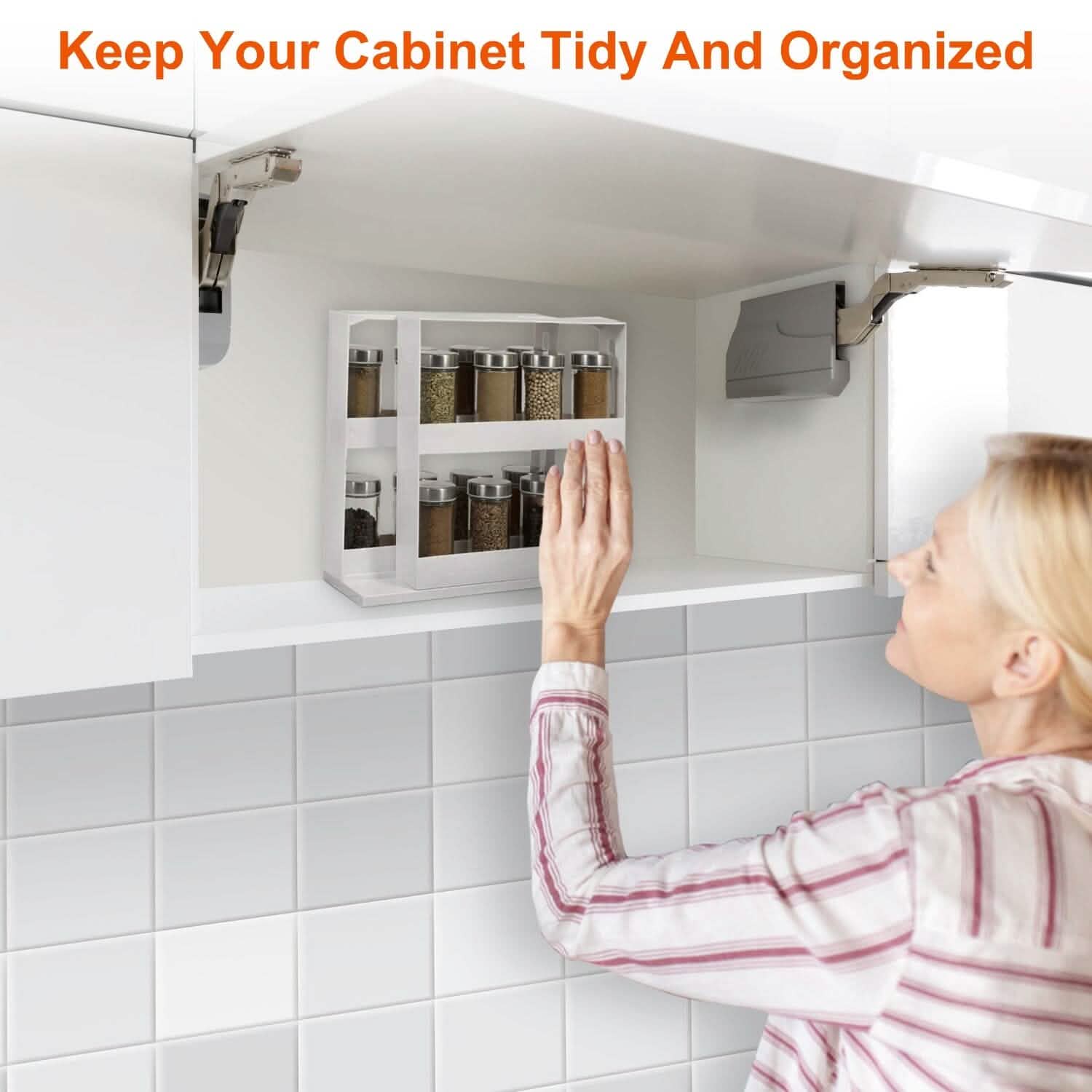 Swivel Cabinet Organizer Revolving Kitchen Rack Spice Organizer Kitchen Storage - DailySale