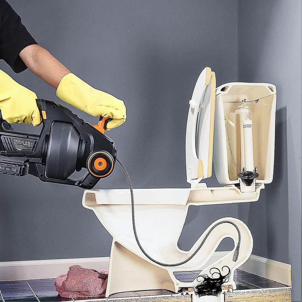 TACKLIFE Drain Snake 25Ft Automatic Cordless Drain Clog Remover Household Appliances - DailySale