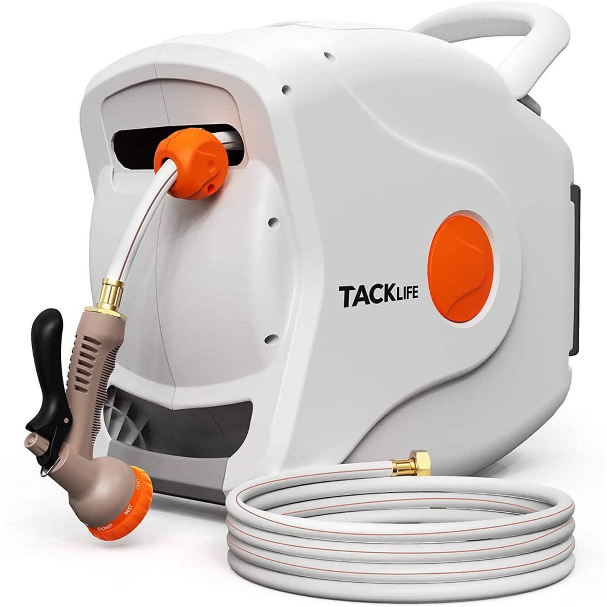 TACKLIFE Garden Retractable Hose Reel 82+8 FT 5/8'' Wall Mounted Garden & Patio - DailySale