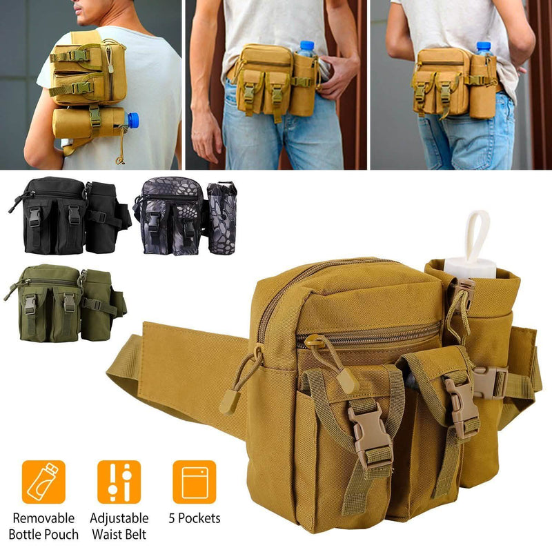 Tactical Waist Bag Utility Pouch Belt Bag with Water Bottle Pouch Bags & Travel - DailySale