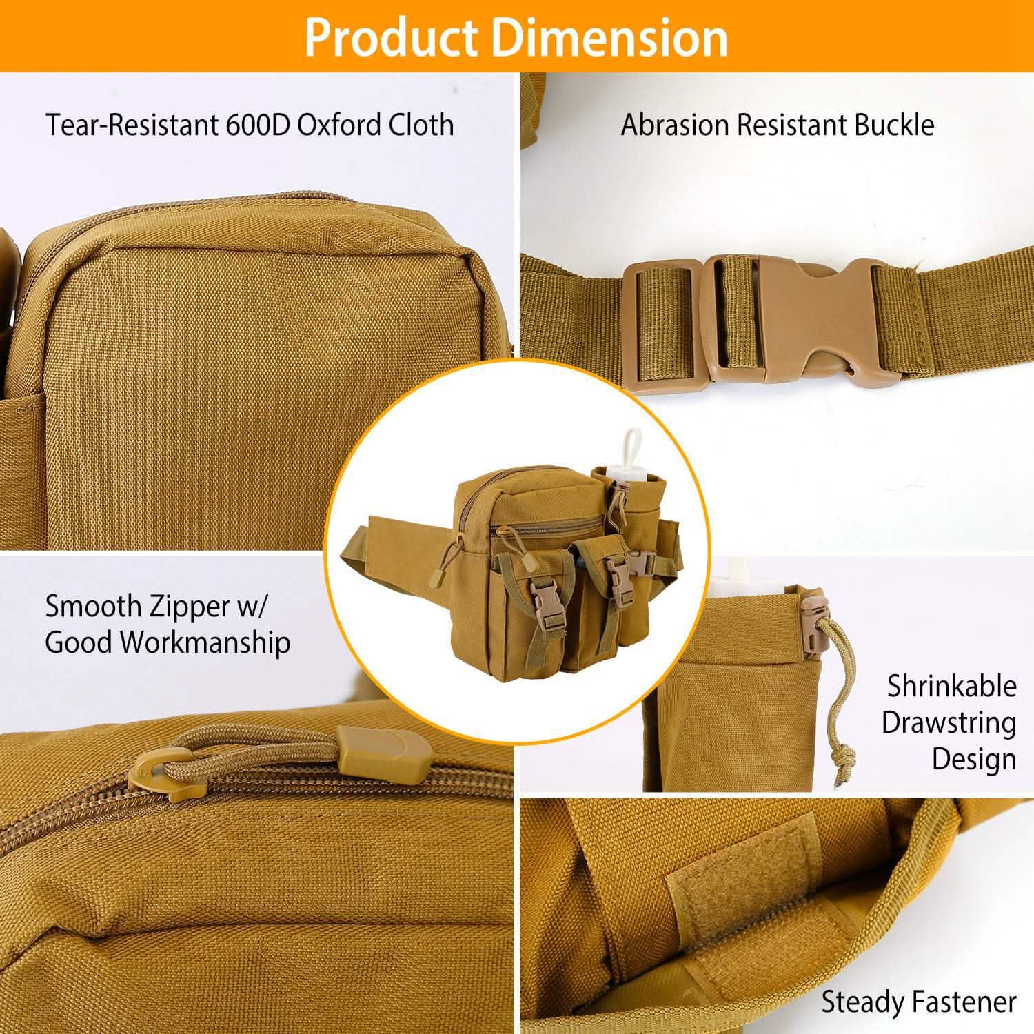 Tactical Waist Bag Utility Pouch Belt Bag with Water Bottle Pouch Bags & Travel - DailySale