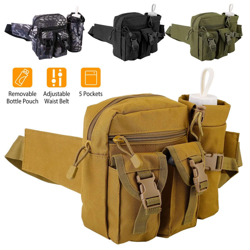 Tactical Waist Bag Utility Pouch Belt Bag with Water Bottle Pouch Bags & Travel - DailySale