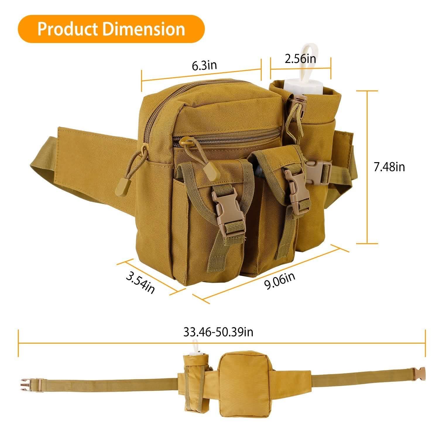 Tactical Waist Bag Utility Pouch Belt Bag with Water Bottle Pouch Bags & Travel - DailySale