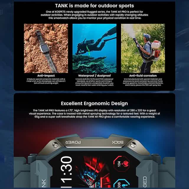 TANK M1 PRO Smart Watch 1.72 inch Smartwatch Fitness Watch Smart Watches - DailySale