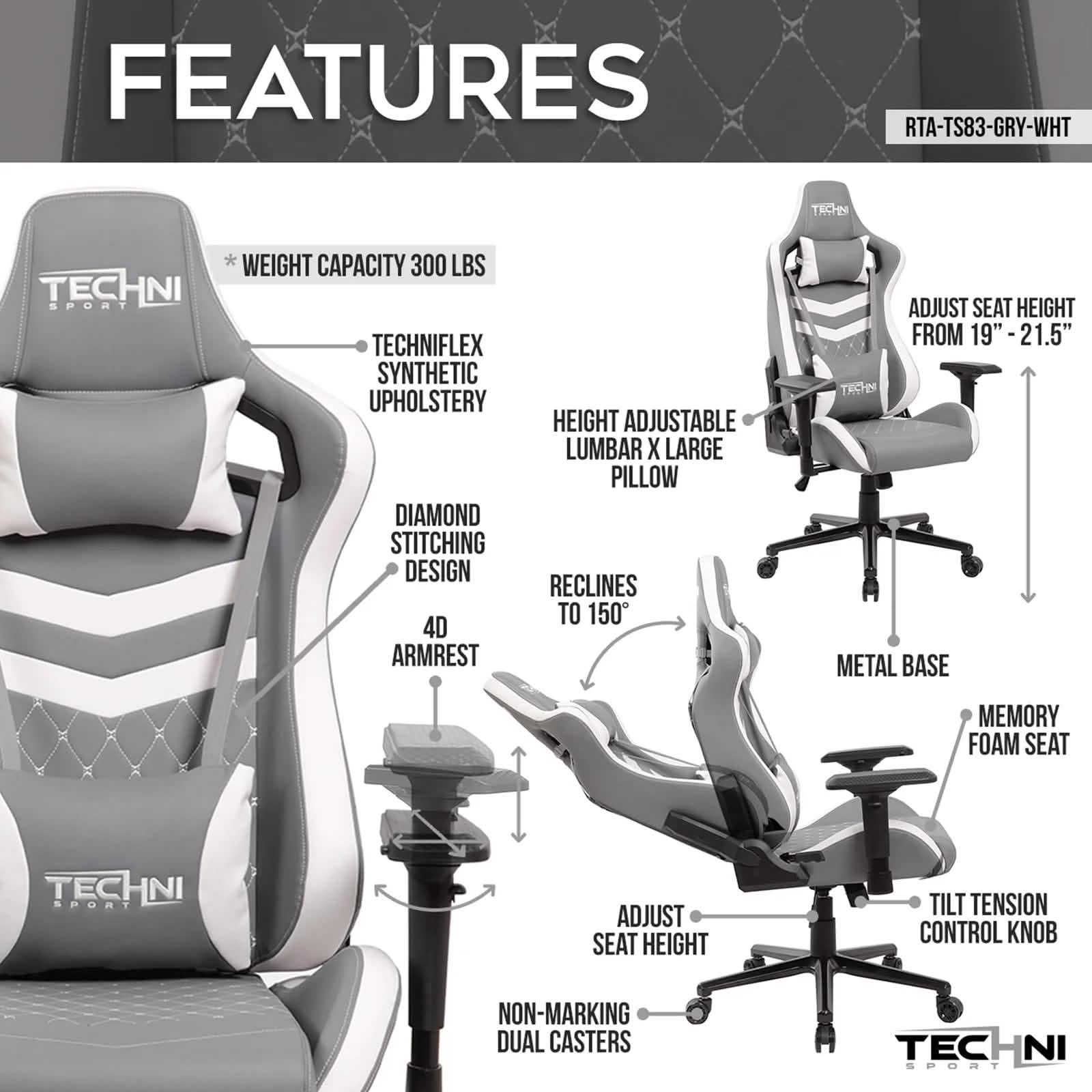 Techni Sport Ergonomic High Back Gaming Chair Furniture & Decor - DailySale