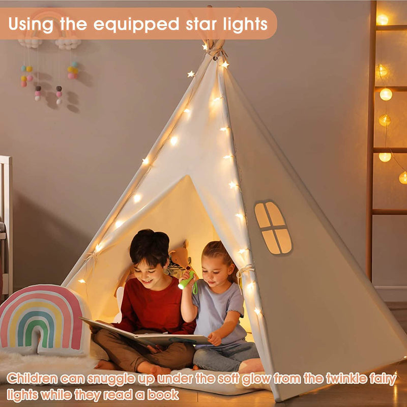 Teepee Tent for Kids - Play Tent Indoor Outdoor Cotton Canvas Toys & Games - DailySale