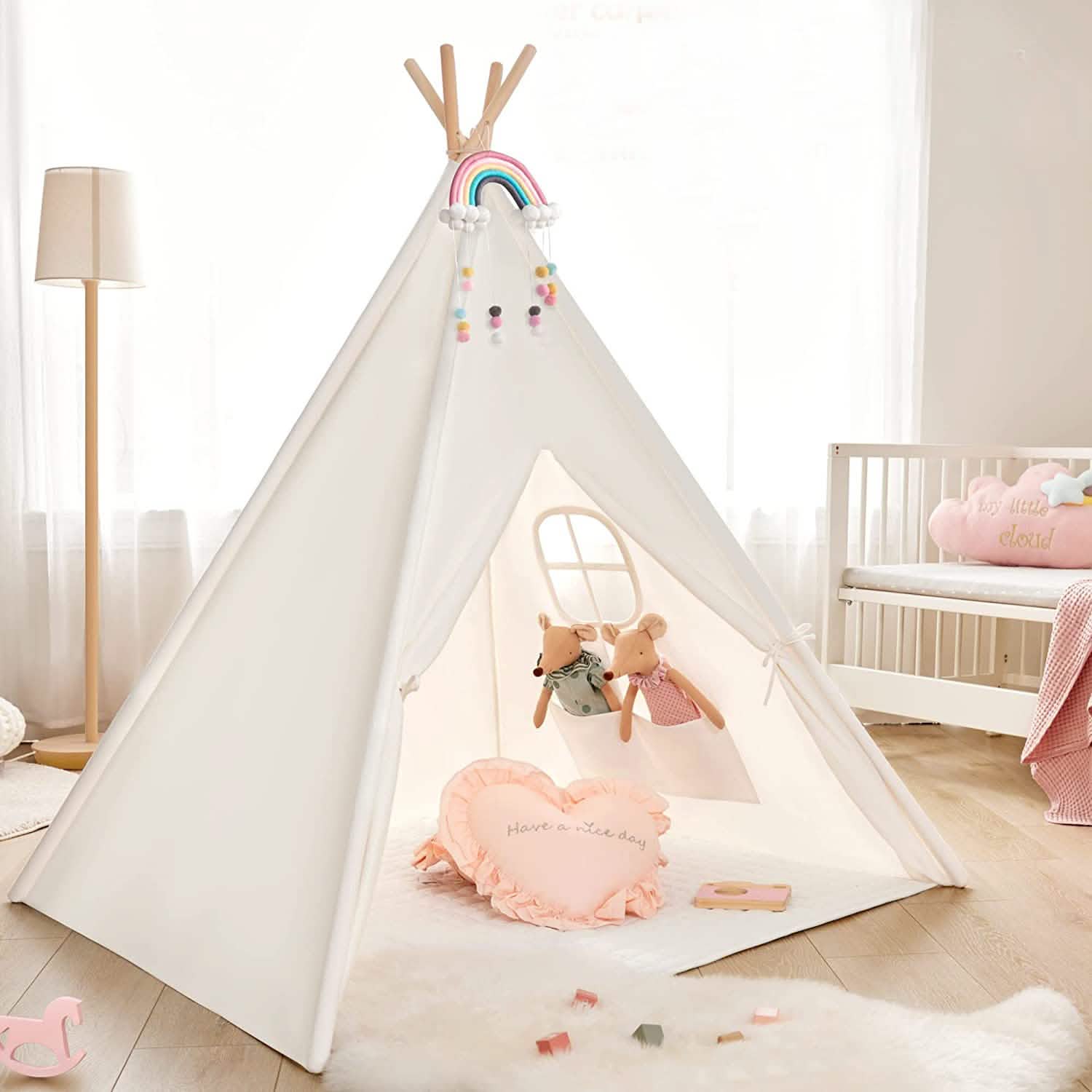 Teepee Tent for Kids - Play Tent Indoor Outdoor Cotton Canvas Toys & Games - DailySale