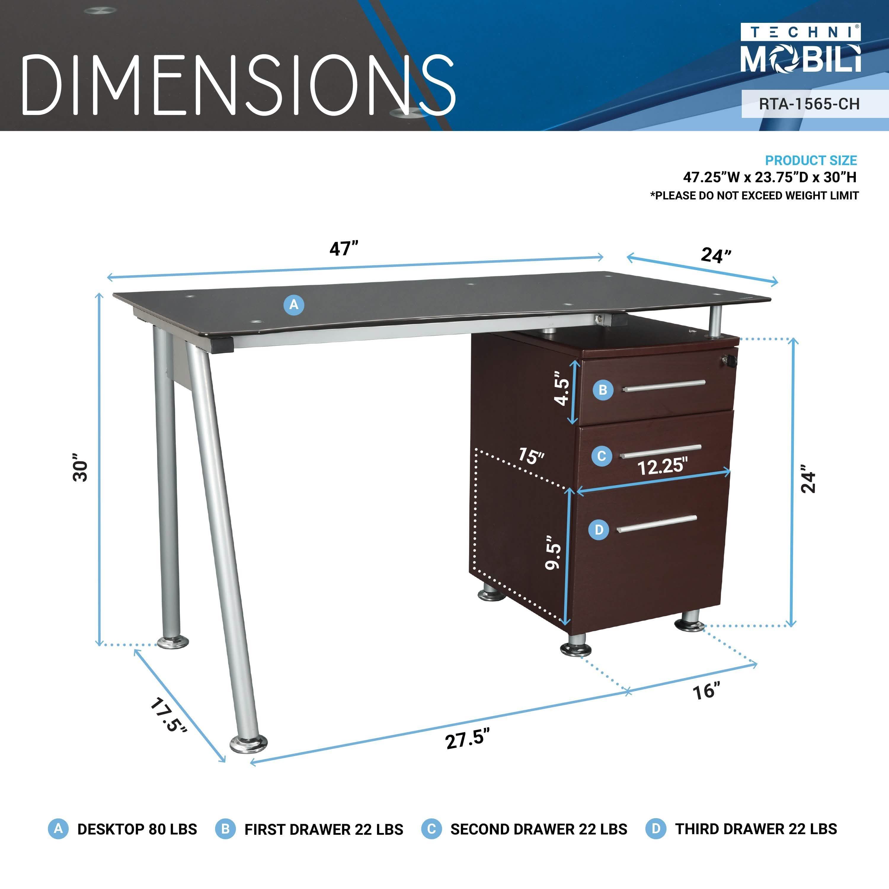 Tempered Glass Top Computer Desk with Storage Everything Else - DailySale