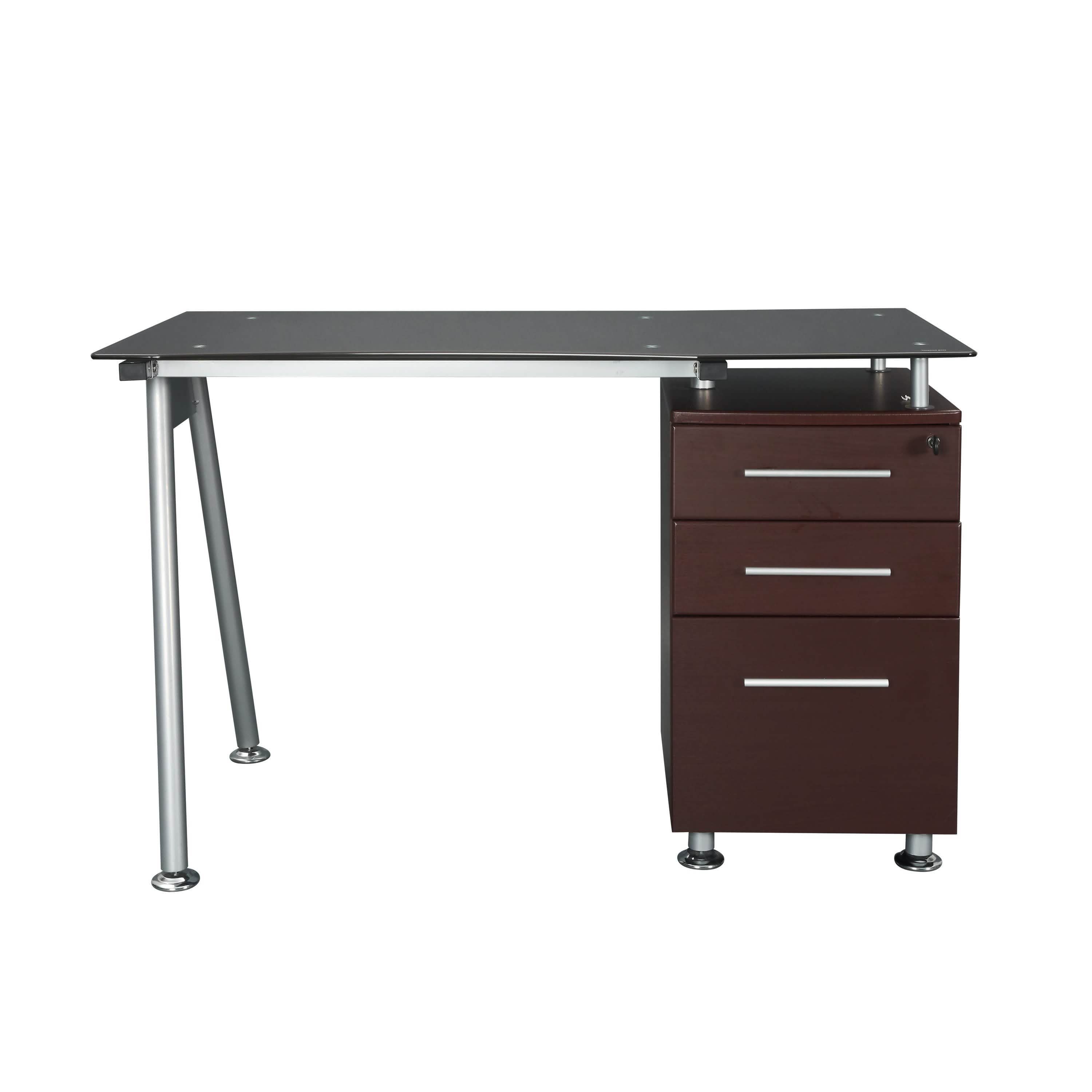 Tempered Glass Top Computer Desk with Storage Everything Else - DailySale