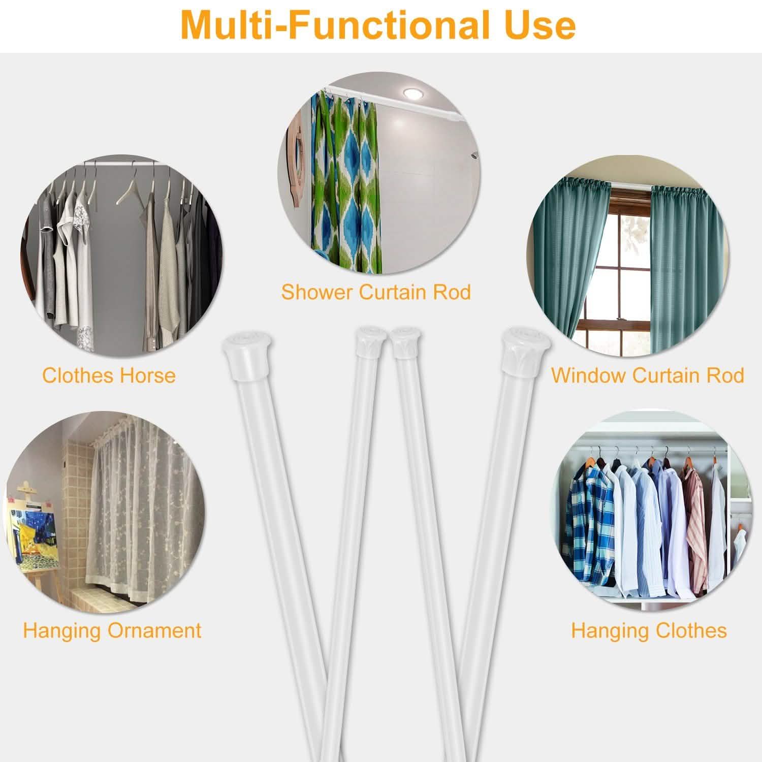 Tension Curtain Rod Spring Load Adjustable Curtain Pole Lighting & Decor - DailySale