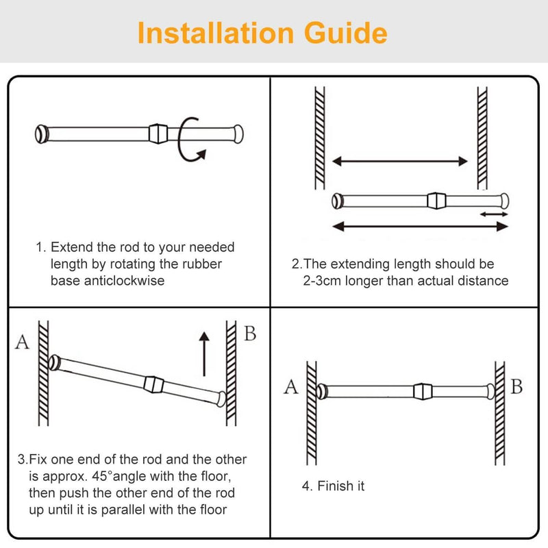 Tension Curtain Rod Spring Load Adjustable Curtain Pole Lighting & Decor - DailySale