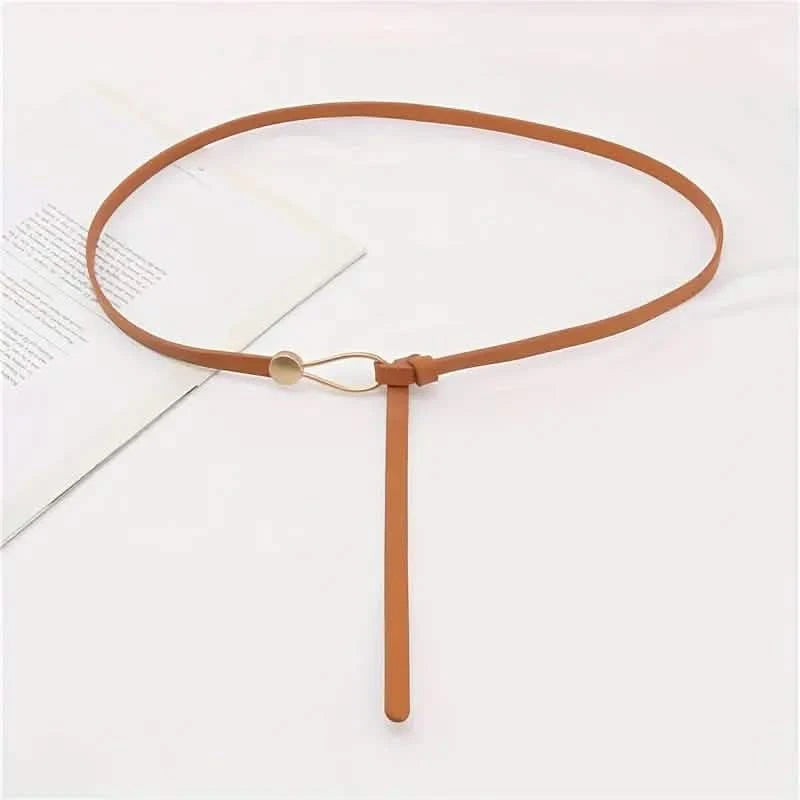 Thin Leather Belt Female Bow Leisure Belts Women's Shoes & Accessories Camel - DailySale