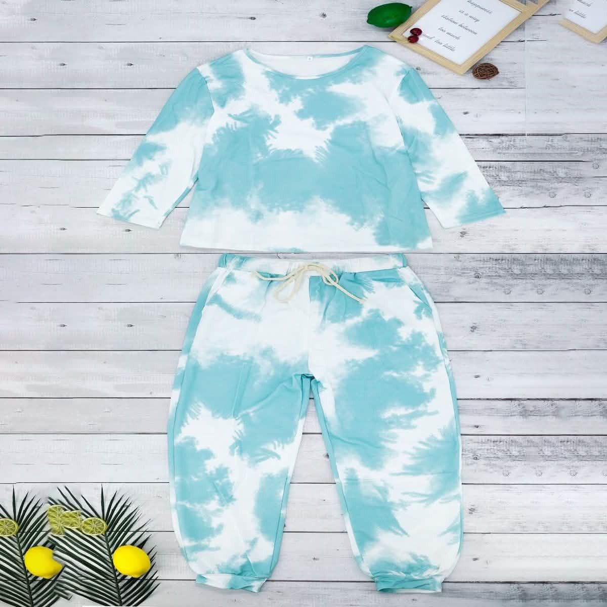 Tie Dye Sweatsuit Women's Clothing Green S - DailySale