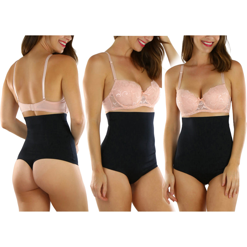 ToBeInStyle Women's High Waisted Smooth and Silky Torso Control Thong Shapewear