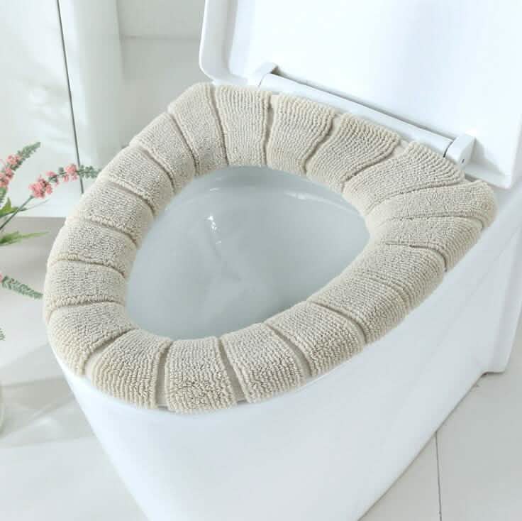 Toilet Seat Soft Thick Washable Cover Pad Protector Bath Beige - DailySale