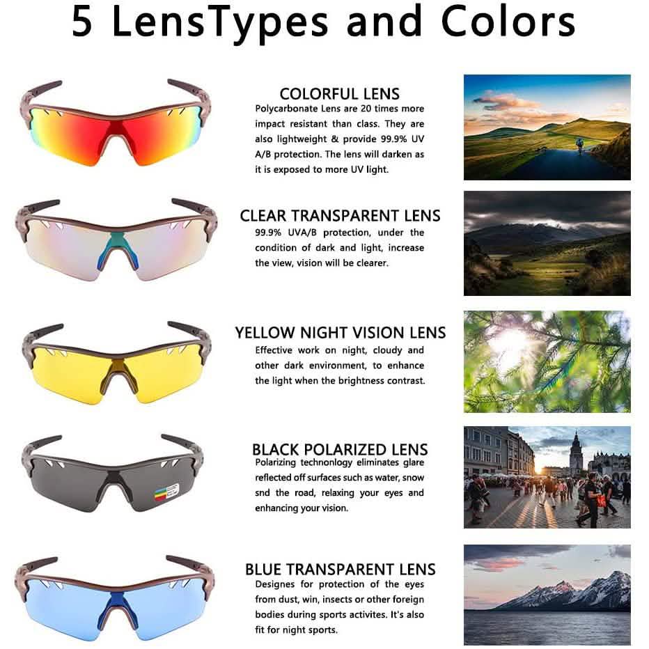 Toneoesol Polarized Sports Sunglasses with 5 Interchangeable Lenses Sports & Outdoors - DailySale