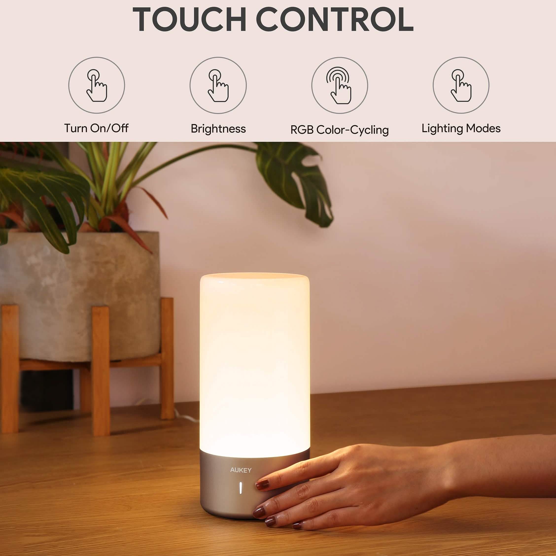 Touch Sensor Color Changing RGB Dimmable Table Lamp Indoor Lighting - DailySale
