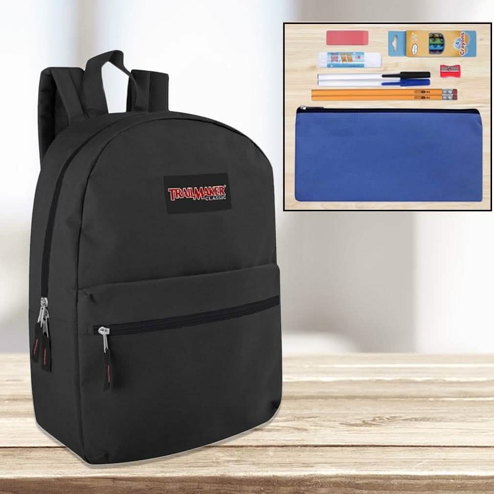 Trailmaker Classic 17 Inch Backpack + 12 Piece School Supply Kit - Assorted Colors Toys & Games - DailySale