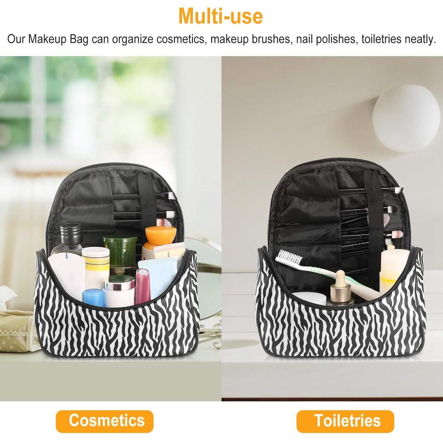 Travel Makeup Bag Portable Cosmetic Organizer with Cosmetic Mirror Bags & Travel - DailySale