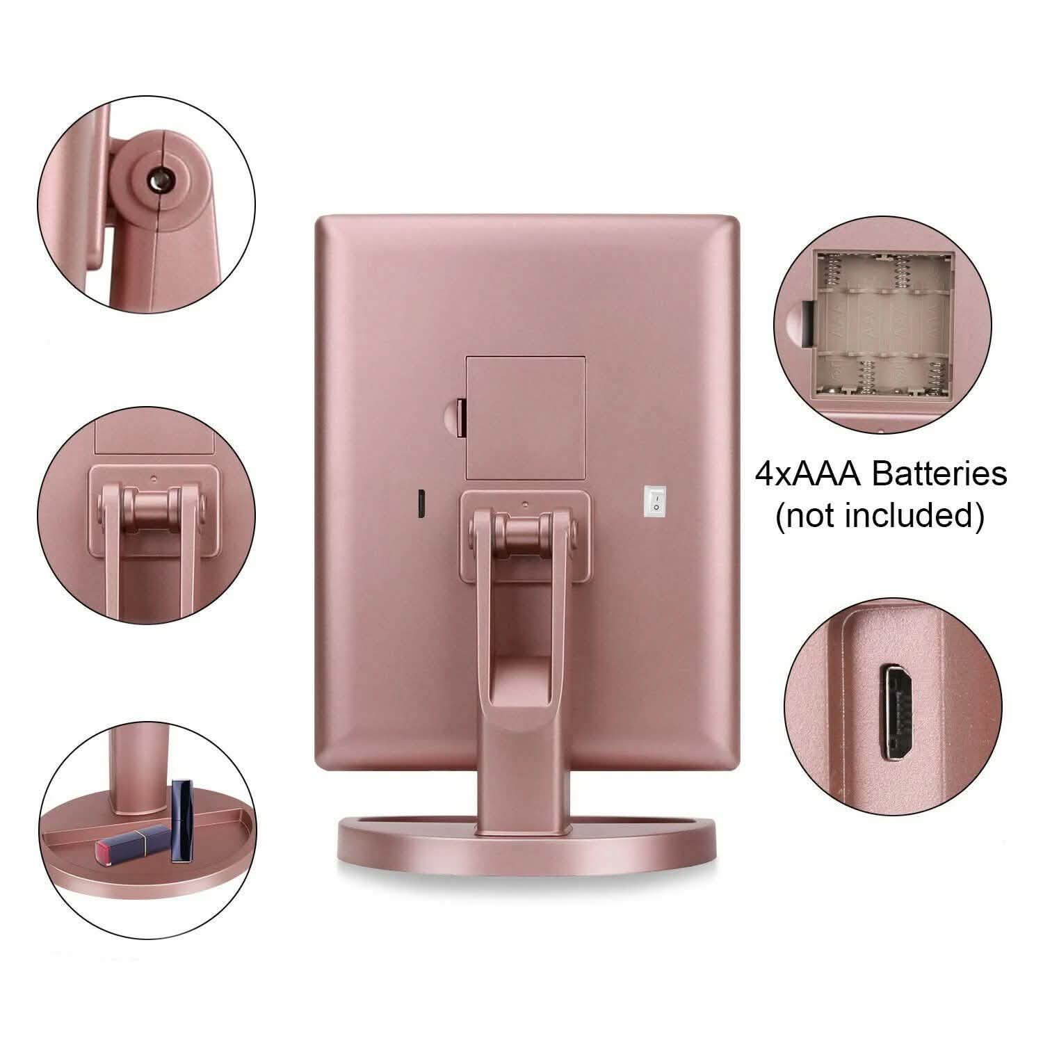 Tri-fold Vanity Makeup LED USB Touch Screen 10X Magnifing Mirror Beauty & Personal Care - DailySale