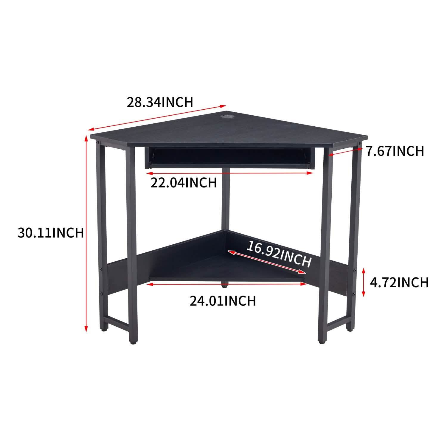 Triangle Computer Desk, Smooth Keyboard Tray& Storage Shelves Furniture & Decor - DailySale