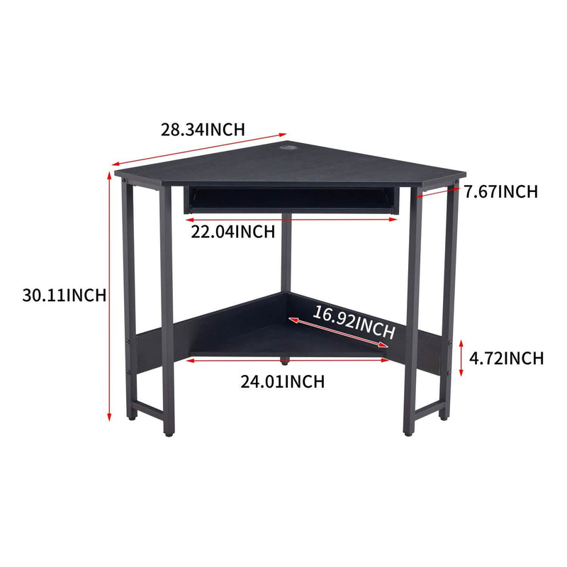 Triangle Computer Desk, Smooth Keyboard Tray& Storage Shelves Furniture & Decor - DailySale