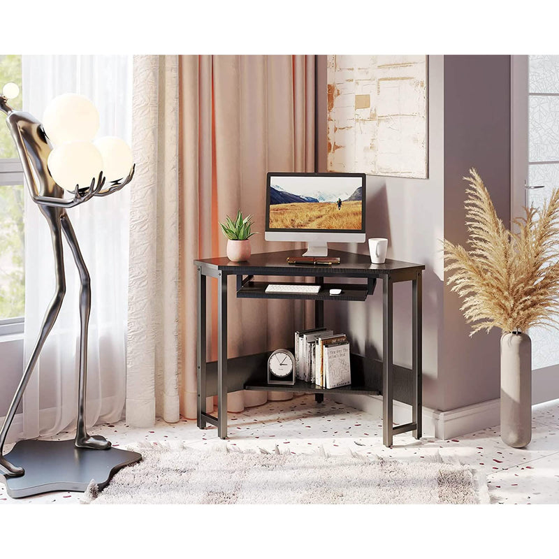 Triangle Computer Desk, Smooth Keyboard Tray& Storage Shelves Furniture & Decor - DailySale