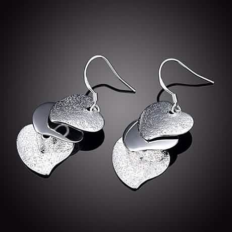 Triple Stacked Heart Earrings in White Gold Earrings - DailySale