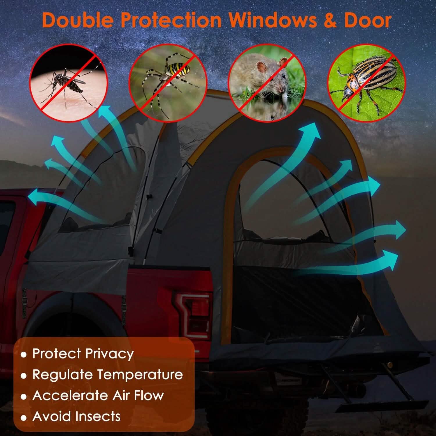 Truck Bed Tent Waterproof Windproof Pickup Truck Tent with Carry Bag Automotive - DailySale