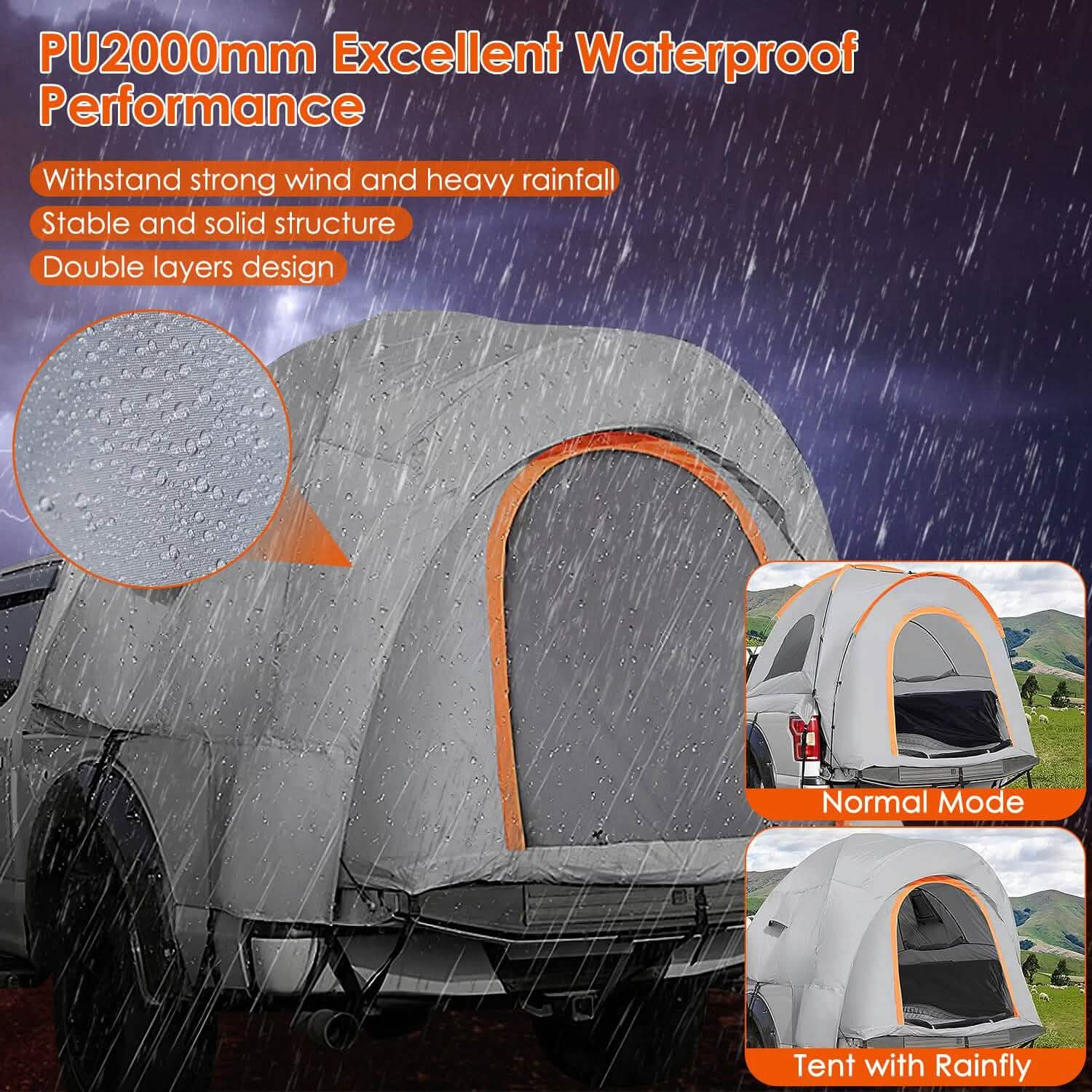 Truck Bed Tent Waterproof Windproof Pickup Truck Tent with Carry Bag Automotive - DailySale