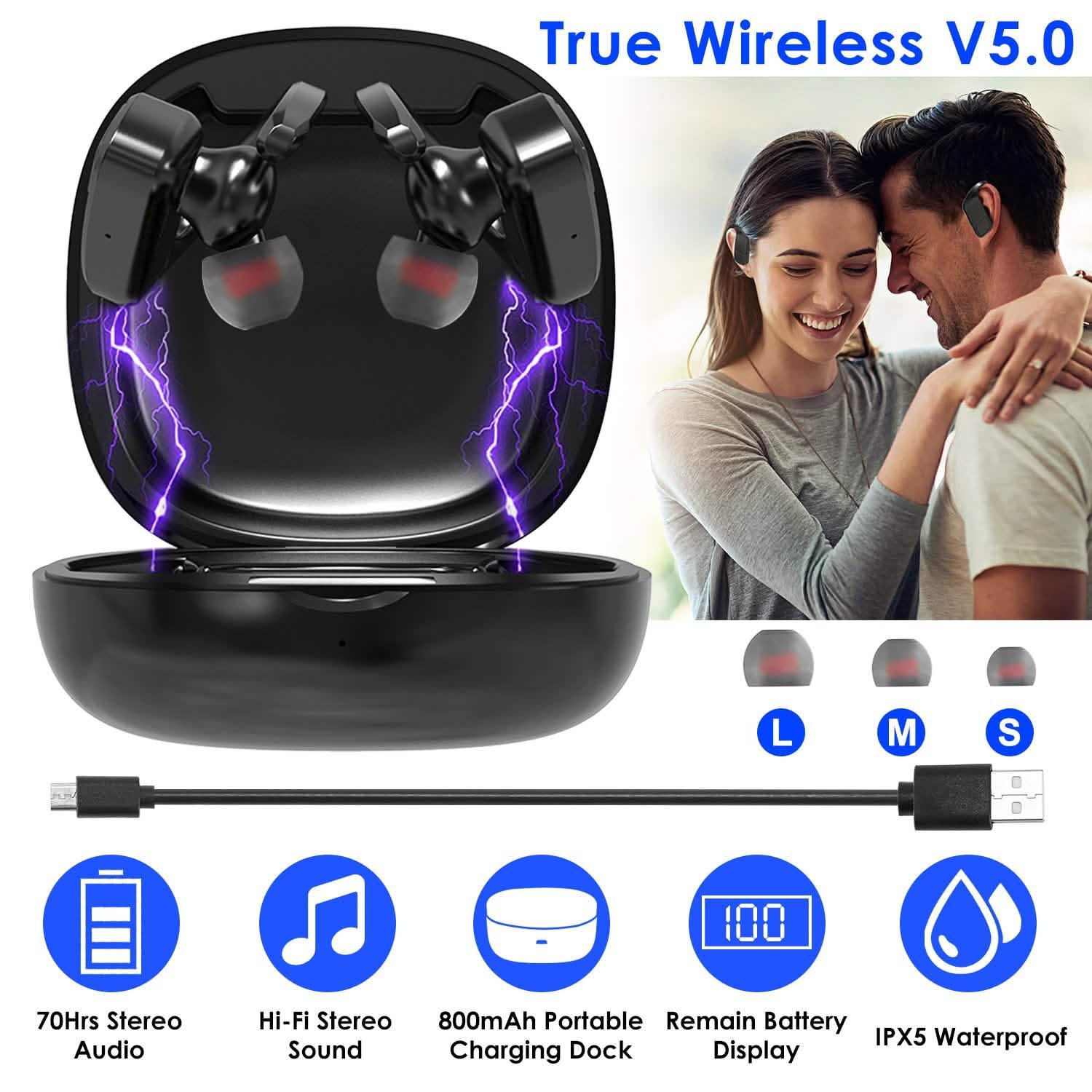 True Wireless Earbuds v5.0 TWS Stereo Earphones Headset Headphones & Audio - DailySale
