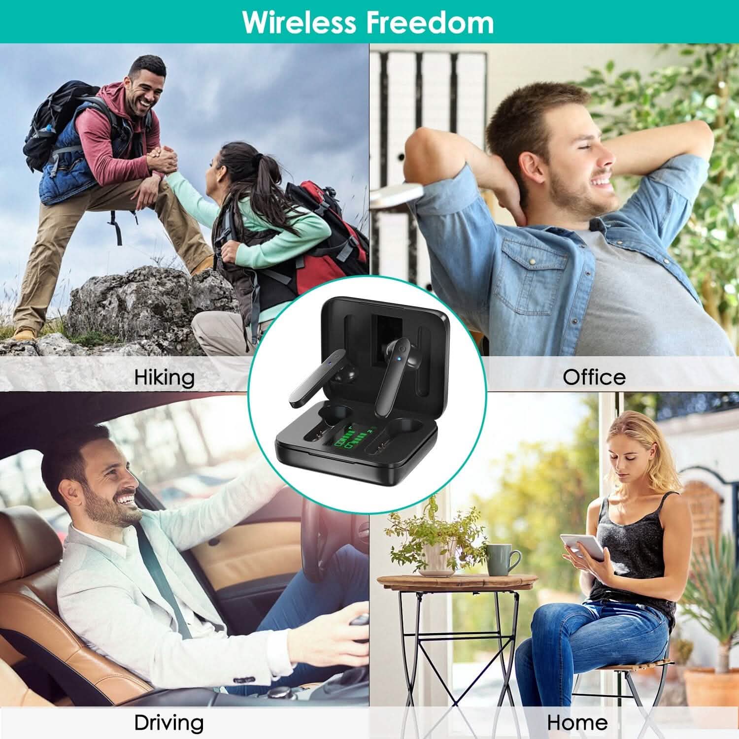 True Wireless Stereo V5.1 Earbuds Touch Control Headphones - DailySale