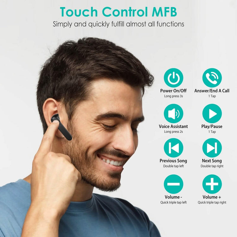 True Wireless Stereo V5.1 Earbuds Touch Control Headphones - DailySale