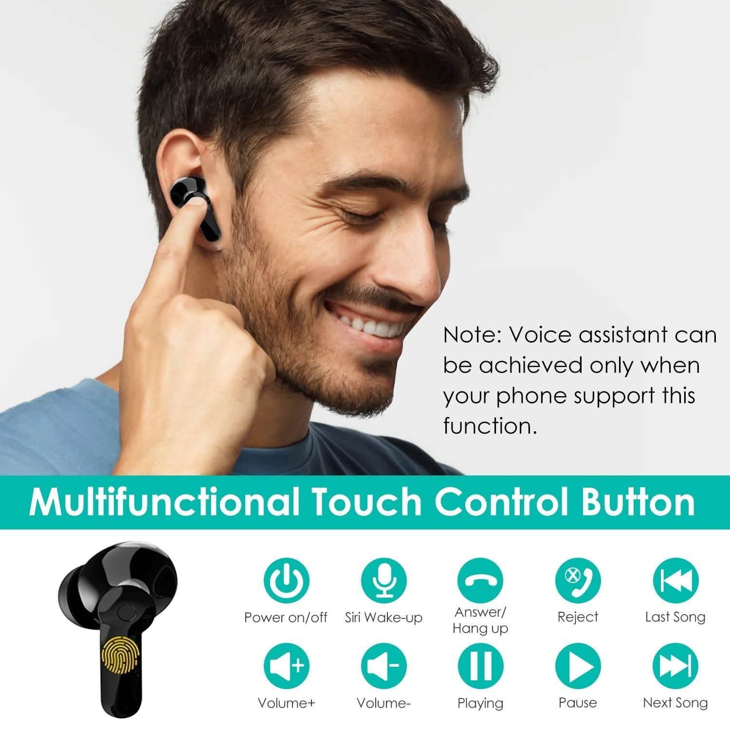 True Wireless V5.0 Earbuds IPX 5 Water Resistant Headphones & Audio - DailySale