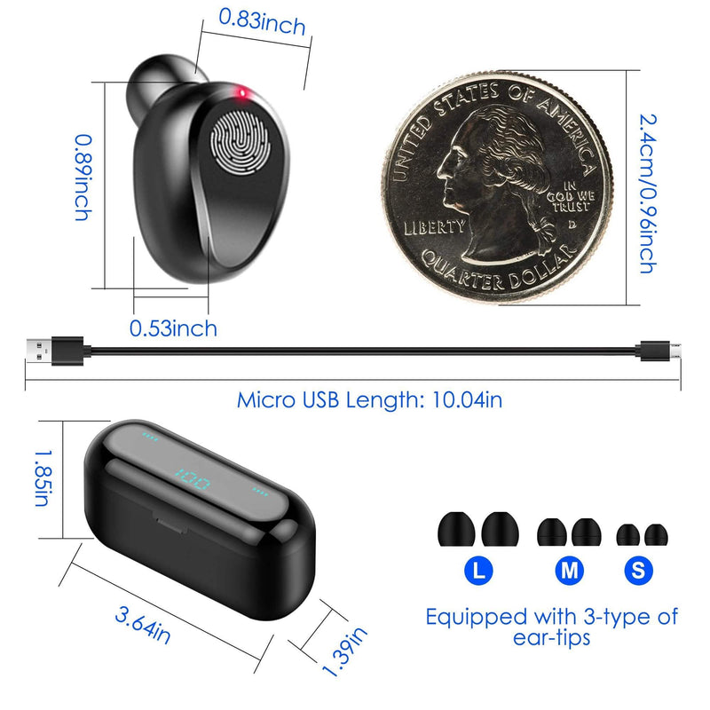True Wireless V5.0 Earbuds with LED Display Magnetic Charging Dock Headphones & Audio - DailySale