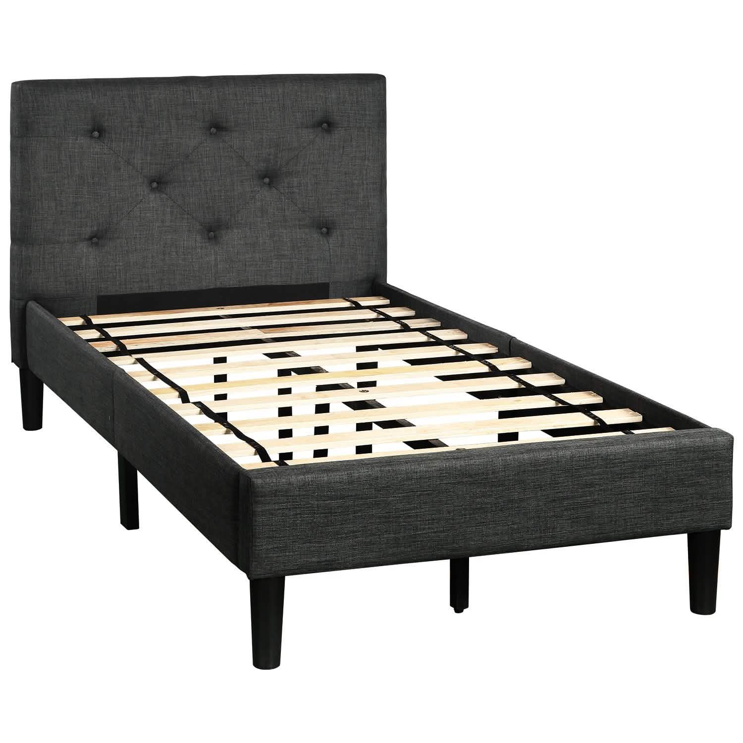 Tufted Platform Bed, Twin Size Button Upholstered Platform Bed Bedding - DailySale