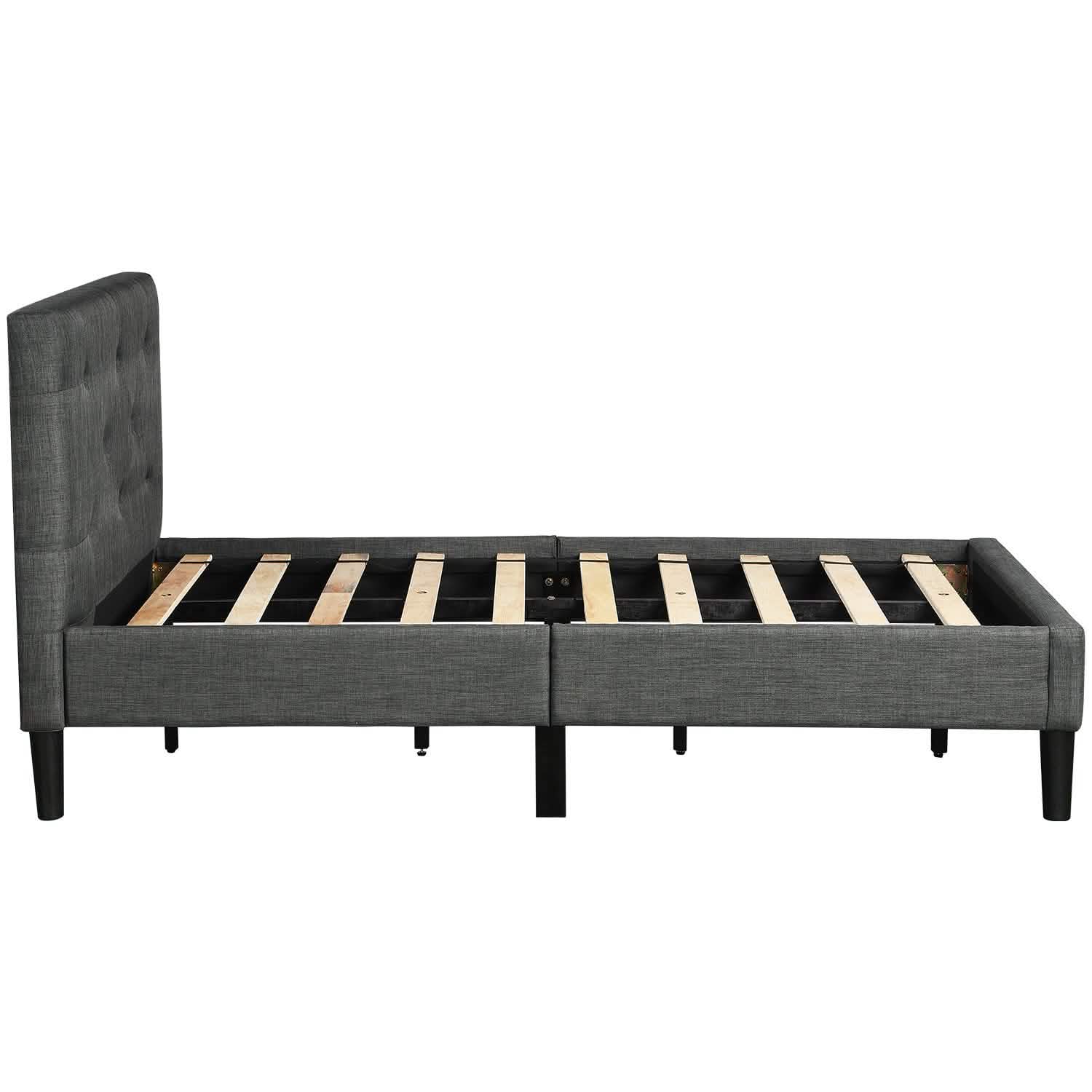Tufted Platform Bed, Twin Size Button Upholstered Platform Bed Bedding - DailySale
