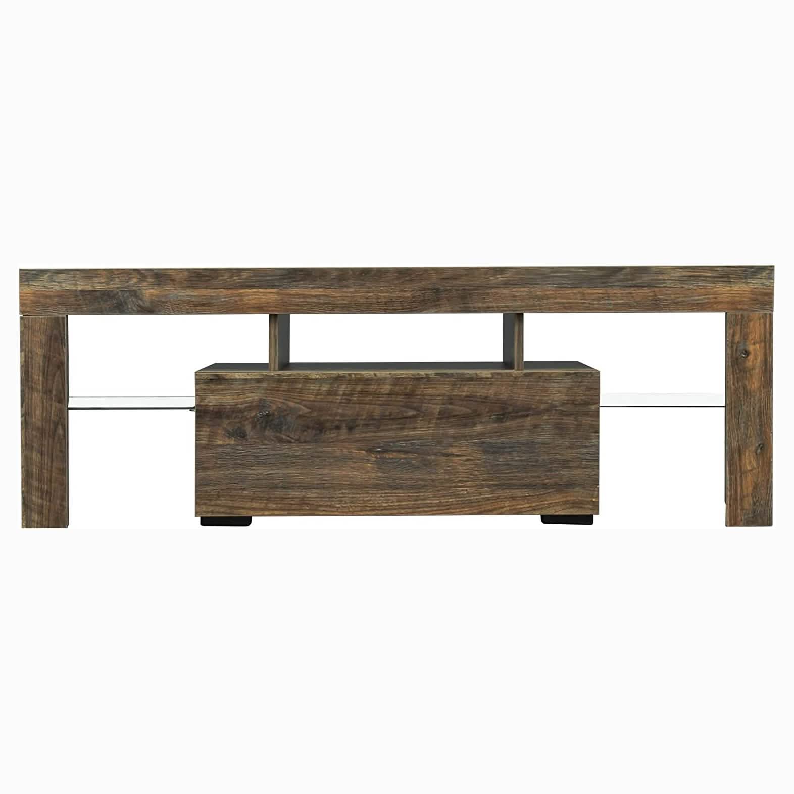 TV Stand with LED Lights Open Shelf Console Storage Table Furniture & Decor B - DailySale