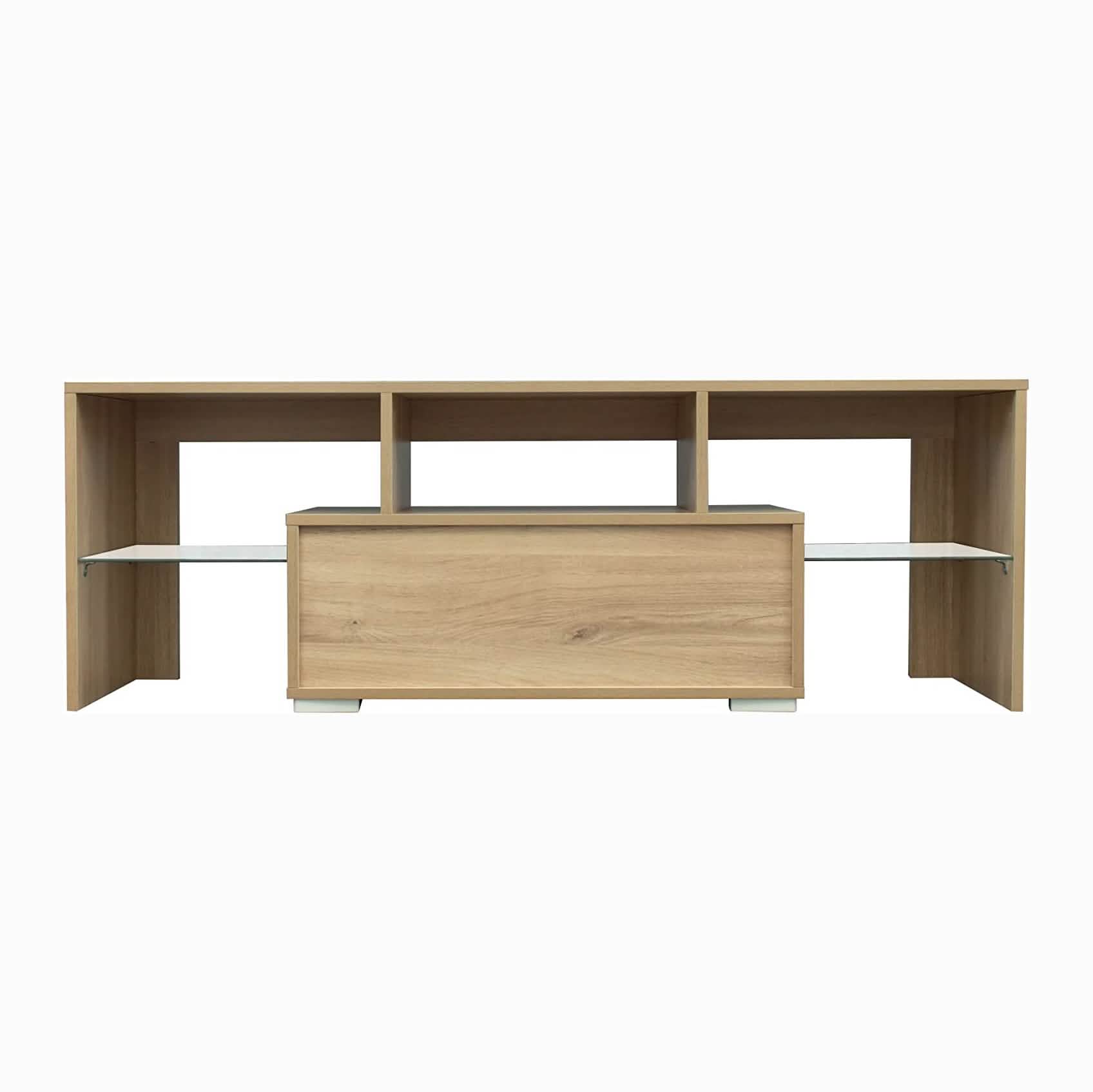 TV Stand with LED Lights Open Shelf Console Storage Table Furniture & Decor F - DailySale