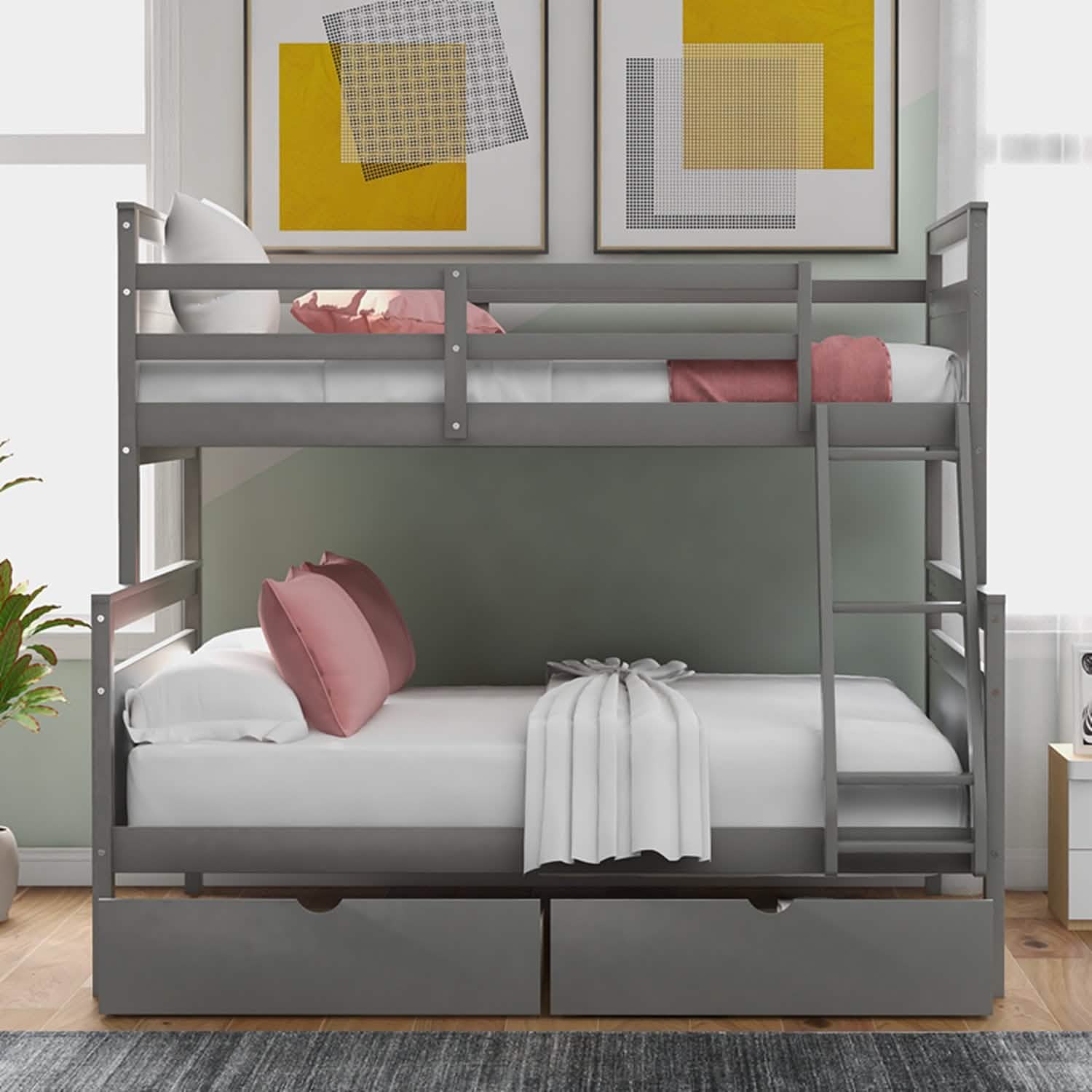 Twin over Full Bunk Bed with 2 Storage Drawers Furniture & Decor - DailySale