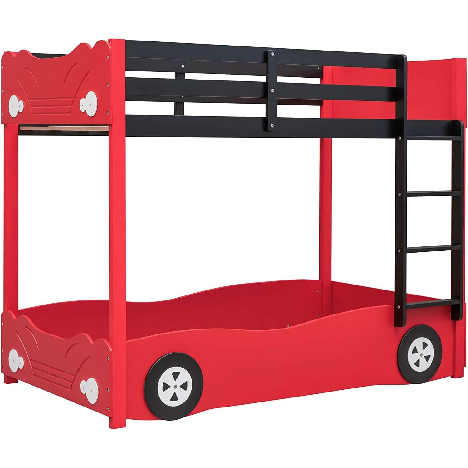 Twin Size Car-Shaped Bunk Bed with Wheels Furniture & Decor - DailySale