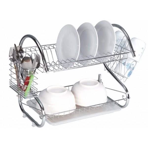 Two-Tier Stainless-Steel Dish Rack - Assorted Sizes Kitchen Essentials - DailySale