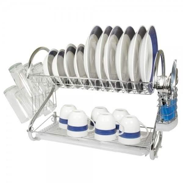 Two-Tier Stainless-Steel Dish Rack - Assorted Sizes Kitchen Essentials - DailySale