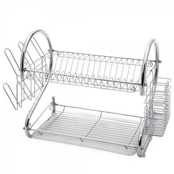 Two-Tier Stainless-Steel Dish Rack - Assorted Sizes Kitchen Essentials - DailySale