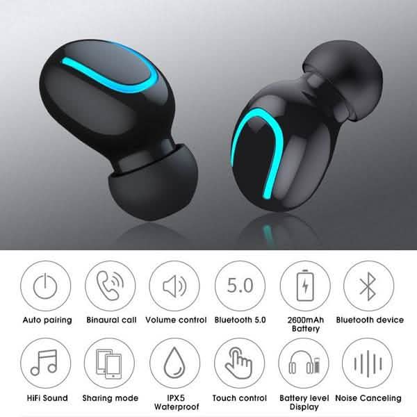 TWS Bluetooth 5.0 Sports Stereo Touch Control In-Ear Earphones with Charging Case Headphones & Audio - DailySale