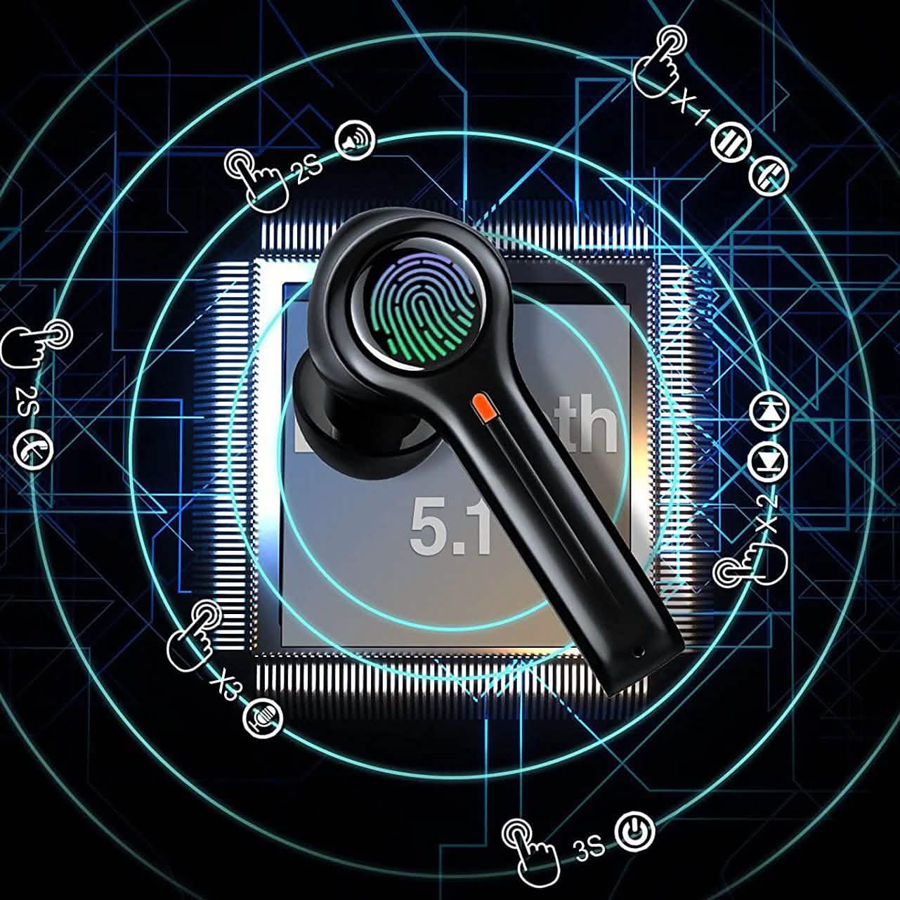 TWS Bluetooth Earphones Fingerprint Touch Headphones & Audio - DailySale