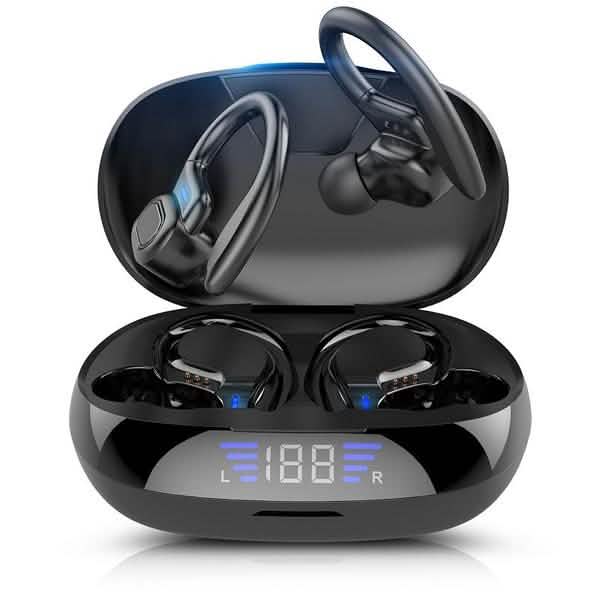 TWS Bluetooth Earphones with Microphones Sport Ear Hook LED Display Headphones & Audio - DailySale