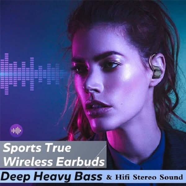 TWS Bluetooth Earphones with Microphones Sport Ear Hook LED Display Headphones & Audio - DailySale
