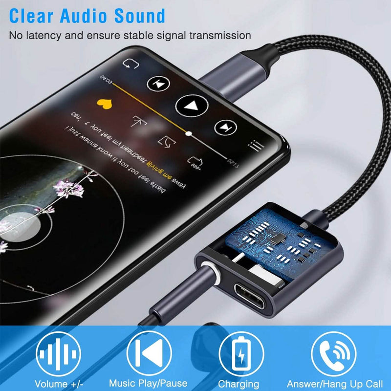 Type C to 3.5mm Headphone Charger Adapter USB C to Aux Audio Jack Mobile Accessories - DailySale