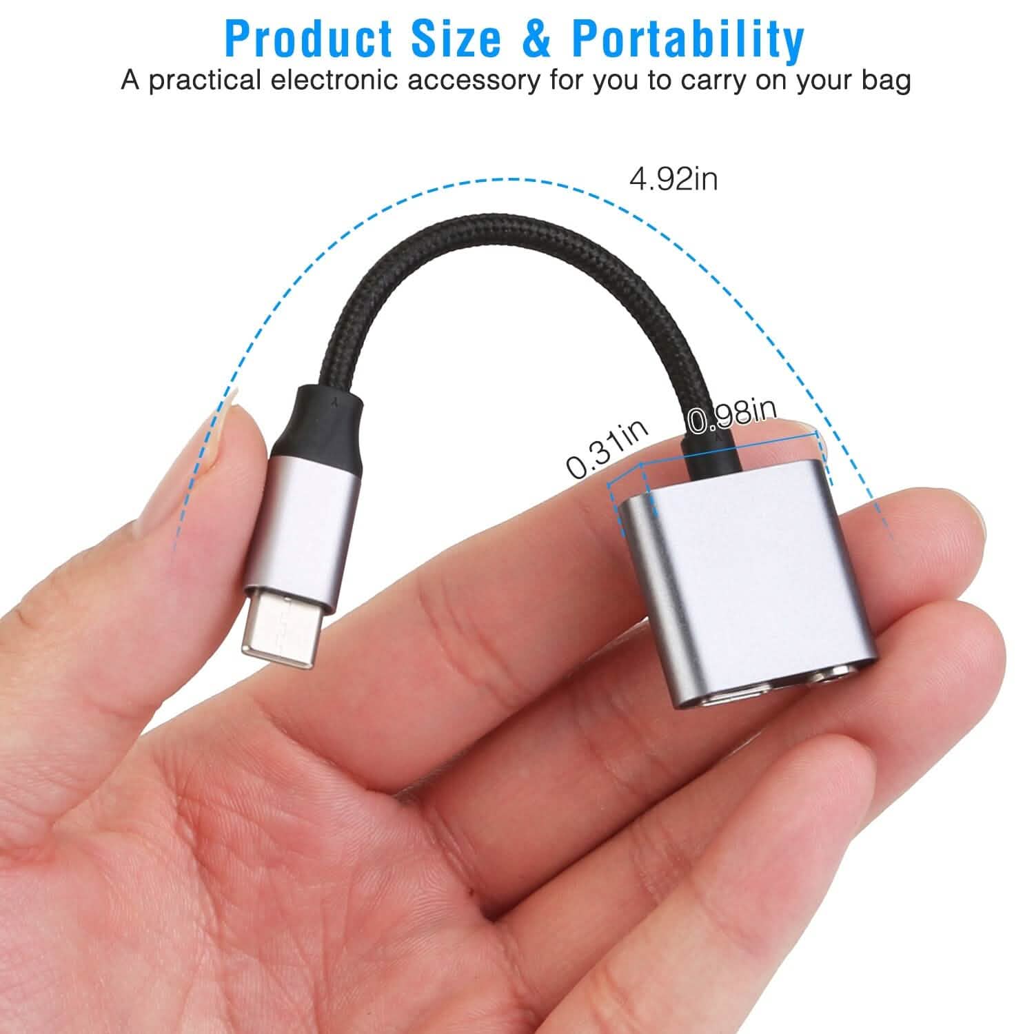 Type C to 3.5mm Headphone Charger Adapter USB C to Aux Audio Jack Mobile Accessories - DailySale